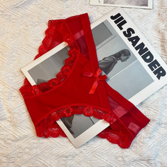 Sexy Lace Trim Cotton Triangle Panties for Women – Elegant French Style, Festive Wedding Underwear