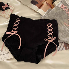 Women's Mid-Rise Cotton Briefs with Bow – Soft, Breathable, Antibacterial Underwear