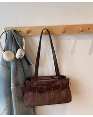 Large Capacity Retro Tote Shoulder Bag for Women – Vintage Handbag Underarm Work Commuter Bag