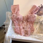French style Pure lust pink lace camisole for women summer top