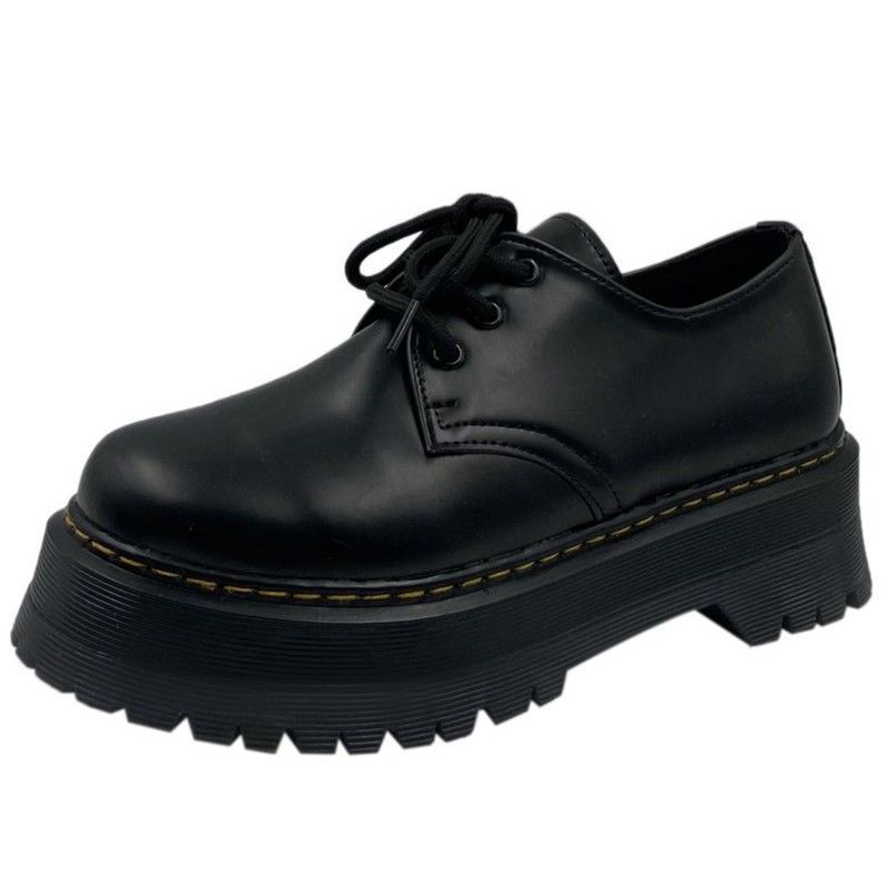 Thick-soled Martin black leather shoes retro British style jk platform lace-up Mary Jane shoes