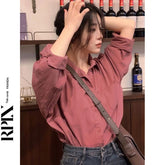 Hong Kong style solid color long-sleeved sunscreen shirt for men and women summer thin design