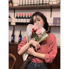 Hong Kong style solid color long-sleeved sunscreen shirt for men and women summer thin design