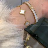 Elegant Four-Leaf Clover Bracelet - Light Luxury Mother-of-Pearl Design