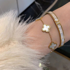 Elegant Four-Leaf Clover Bracelet - Light Luxury Mother-of-Pearl Design
