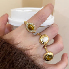 Tiger's Eye Adjustable Ring - Vintage Chinese Style Jewelry