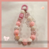 Pink Handheld Phone Case with Strap - Convenient Anti-Loss Charm for Women