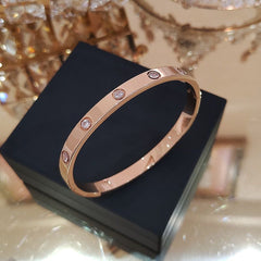 Titanium Steel Non-Fading Rhinestone Bracelet for Women – Rose Gold Oval Design, Trendy Ins Accessory