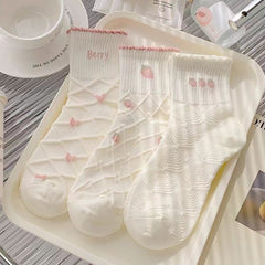 Pink Cute Women's Mid-Calf Socks - Korean Style, Sweet & Trendy, Sporty & Versatile