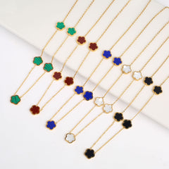 Titanium Steel Five-Petal Flower Jewelry Set – Earrings, Bracelet & Necklace