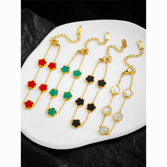 Titanium Steel Five-Petal Flower Jewelry Set – Earrings, Bracelet & Necklace