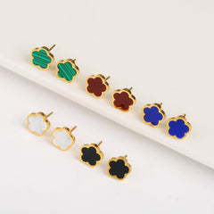 Titanium Steel Five-Petal Flower Jewelry Set – Earrings, Bracelet & Necklace