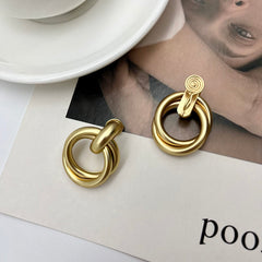 Baroque Golden Clip-On Hoop Earrings