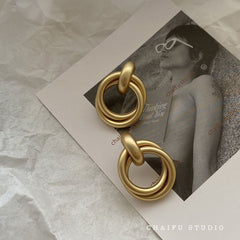 Baroque Golden Clip-On Hoop Earrings