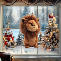 2D Cute Lion Hanging Ornament – Acrylic Car Mirror & Home Décor Pendant