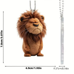 2D Cute Lion Hanging Ornament – Acrylic Car Mirror & Home Décor Pendant