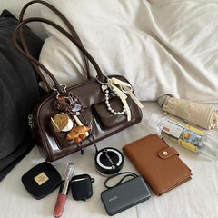 Korean large-capacity vintage Boston shoulder Bag