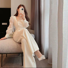 Elegant Tie-Waist Professional Suit – High-Waisted Light Luxury Set