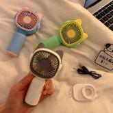 USB Rechargeable Mini Fan – Portable Quiet Cartoon Handheld Fan
