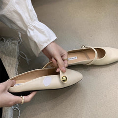 Retro Square-Toe Backless Flats - Elegant Slip-On Shoes for Women