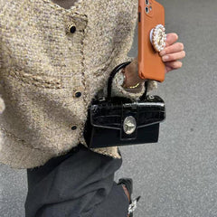 Glossy Croc-Embossed Handbag – Elegant Large-Capacity Tote & Crossbody