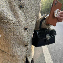 Glossy Croc-Embossed Handbag – Elegant Large-Capacity Tote & Crossbody