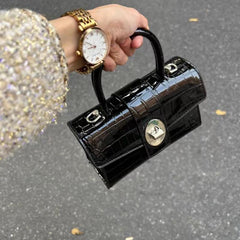 Glossy Croc-Embossed Handbag – Elegant Large-Capacity Tote & Crossbody