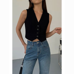 NEVA HU Waistcoat– Stylish Loose-Fit Sleeveless Layer Blazer Vest