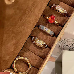 Vintage Wide Band Rhinestone Ring – Brushed Retro Statement Ring for Women