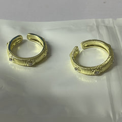 Vintage Wide Band Rhinestone Ring – Brushed Retro Statement Ring for Women