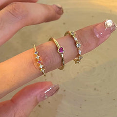 Delicate Zircon Heart Ring – Adjustable Sweetheart Statement Ring for Women