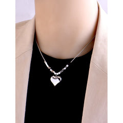 Delicate Heart & Lucky Cube Titanium Steel Necklace – Sweet Party-Ready Clavicle Chain