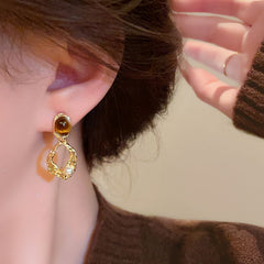 Vintage Pearl Drop Earrings – Irregular Melange Style, Light Luxury Design