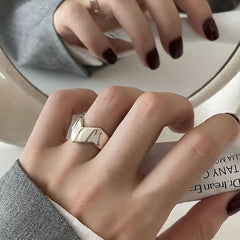 Sugar Cube Crystal Open Ring – French INS Style, Light Luxury Statement Jewelry