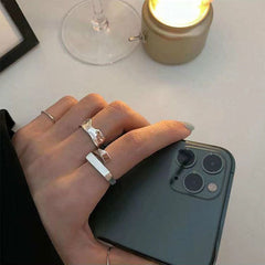 Irregular Vintage Block Ring – Distressed Minimalist INS Style Statement Ring