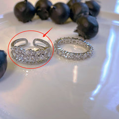 Trendy Zircon Open Ring – Adjustable Niche Style for Cool Girls