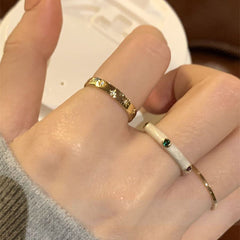 Colorful North Star Zircon Enamel Ring – Light Luxury INS Style for Women