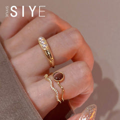 French Retro Cat’s Eye Double-Layer Ring – INS Style Adjustable Luxury Ring for Women