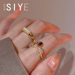 French Retro Cat’s Eye Double-Layer Ring – INS Style Adjustable Luxury Ring for Women