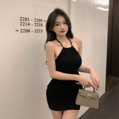 Summer Ruched Backless Halter Mini Dress – Sexy Bodycon Club Dress for Women