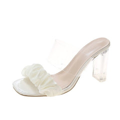 Transparent Crystal Heeled Sandals – Chunky Heel Clear Shoes for Women
