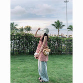 Dopamine Rainbow Lace-Up Sundress – Seaside Holiday Suspender Dress for Women