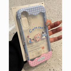 Cute Three Cats Protective Phone Case – Durable Hard Cover for Apple iPhones