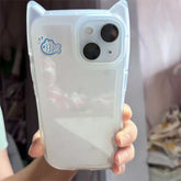 Cute Blue Fish & Cat Ear Phone Case – Soft Protective Cover for Apple iPhones