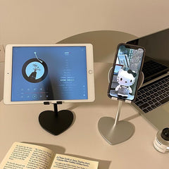 Cute Heart-Shaped Adjustable Phone & Tablet Stand – Universal Foldable Desk Holder