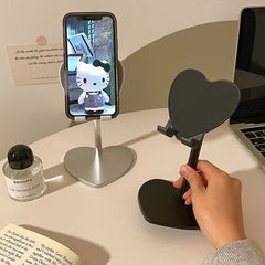 Cute Heart-Shaped Adjustable Phone & Tablet Stand – Universal Foldable Desk Holder