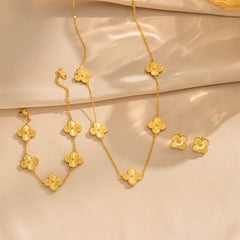 Korean-Japanese Style Clover Titanium Steel Necklace – Laser Shine, Fade-Resistant Luxury Chain