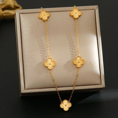 Korean-Japanese Style Clover Titanium Steel Necklace – Laser Shine, Fade-Resistant Luxury Chain