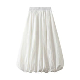 Puff Skirt – Elastic Waist Lantern Bubble Midi Skirt for Women