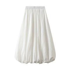 Puff Skirt – Elastic Waist Lantern Bubble Midi Skirt for Women